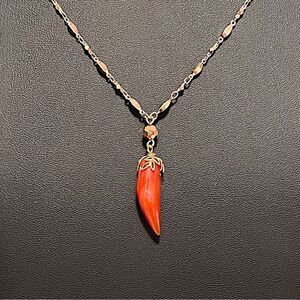 Sequin Jasper Pendant Gold Tone 34” Long Necklace NWT